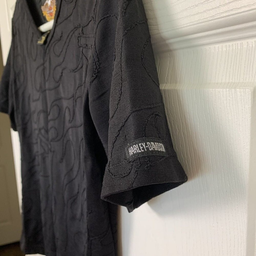 Harley Davidson Women’s Small Black Soutache Trim Short Sleeve Y2K Shirt - Picture 2 of 7